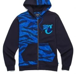 Cookies Hoodie - Top Of The Key Fleece Color Blocked Zip With Chenille Applique Front And Back Logo's - Blue - 1546H4345 Shop All