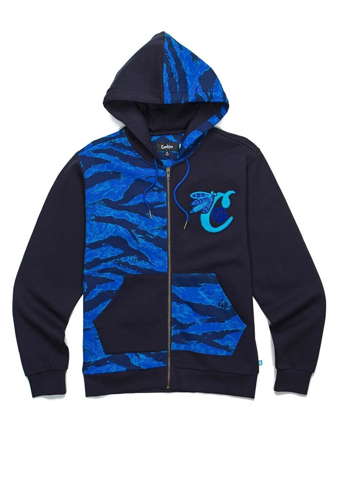 Cookies Hoodie - Top Of The Key Fleece Color Blocked Zip With Chenille Applique Front And Back Logo's - Blue - 1546H4345 Shop All 1 Cookies Hoodie - Top Of The Key Fleece Color Blocked Zip With Chenille Applique Front And Back Logo's - Blue - 1546H4345 Shop All