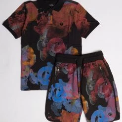 Cookies Short Set - Lanai Polo - Black And Multi - 1558K6125 Shop All