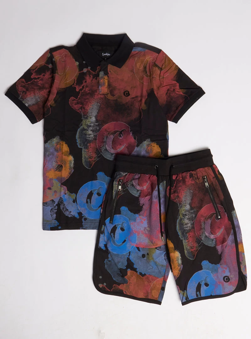 Cookies Short Set - Lanai Polo - Black And Multi - 1558K6125 Shop All 1 Cookies Short Set - Lanai Polo - Black And Multi - 1558K6125 Shop All