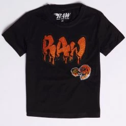 Rawyalty Kids T-Shirt - RAW Drip Ego Bling - Black And Orange - RKT-000 Shop All