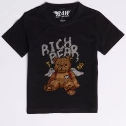 Rawyalty Kids T-Shirt - Rich Bear Bling - Black - RKT-000