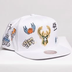 Shop All Mitchell & Ness Snapback - NBA Hand Drawn Milwaukee Bucks - White - SH20037