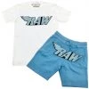 Rawyalty Short Set - Raw - White And Sky Blue New Arrivals