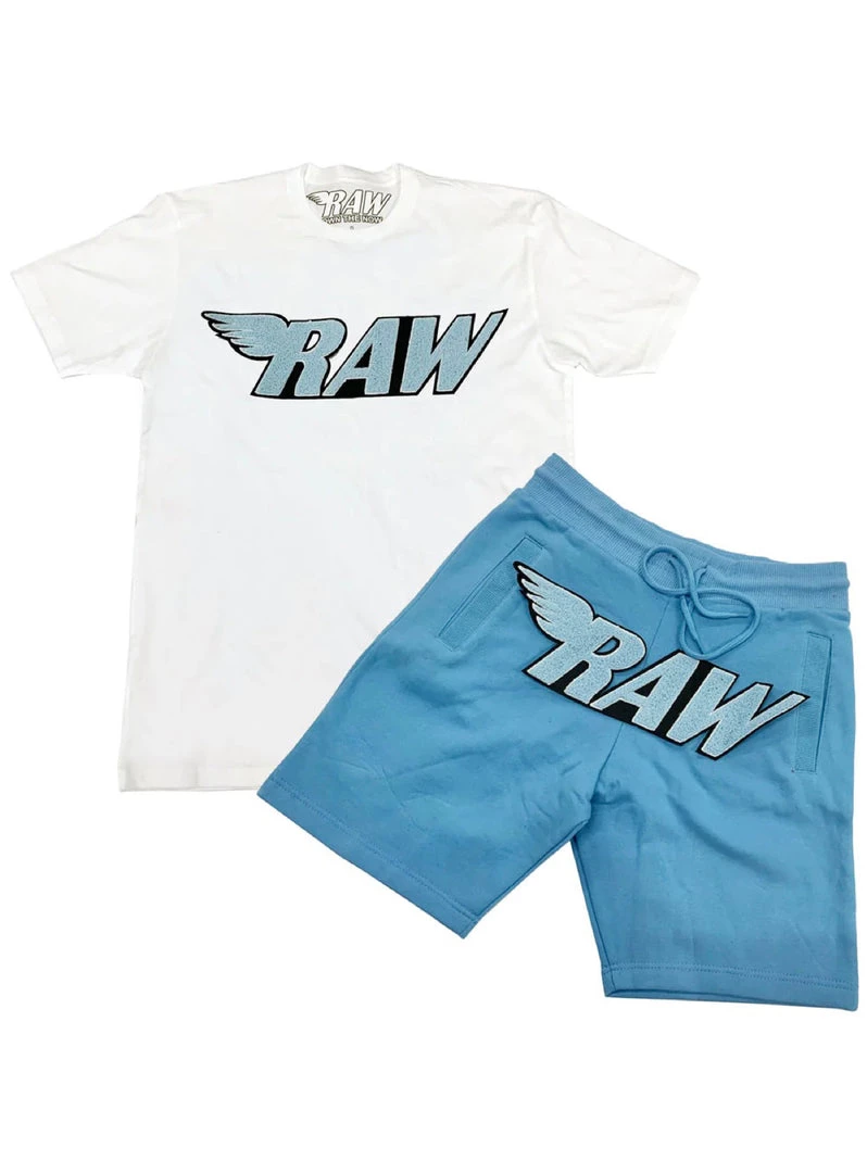 Rawyalty Short Set - Raw - White And Sky Blue New Arrivals 1 Rawyalty Short Set - Raw - White And Sky Blue New Arrivals