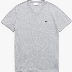 Shop All Lacoste T-Shirt - V-Neck Pima Cotton Jersey - Grey-CCA - TH6710