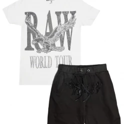 Rawyalty Short Set - Eagle Stones - Black And White New Arrivals