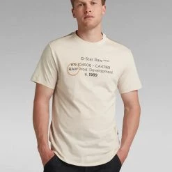 Shop All G-Star T-Shirt - Lash Text Graphic - Talc - D21200