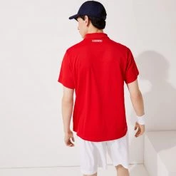 Shop All Lacoste T-Shirt - Color-Block Polo - Red And White - DH0866