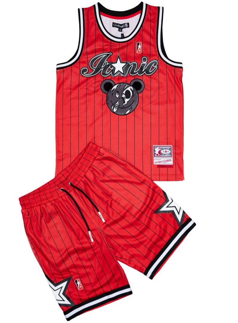 Civilized Short Set - Iconic Basketball - Red - CV1508 1 Civilized Short Set - Iconic Basketball - Red - CV1508