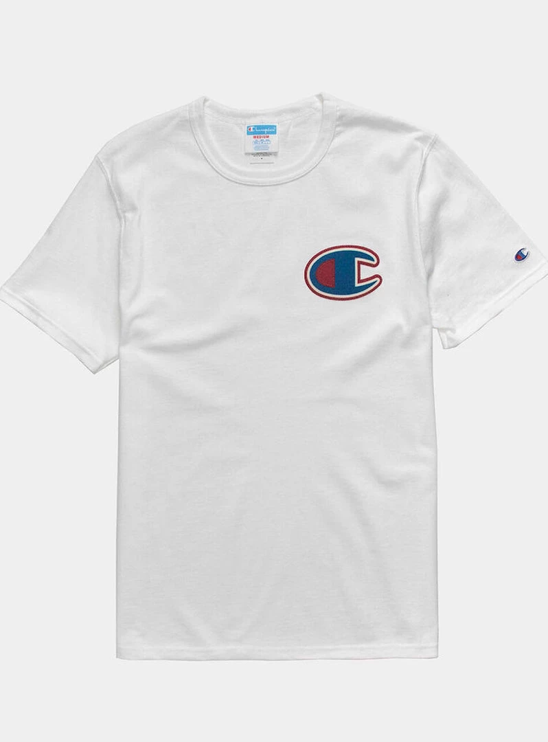 Champion T-Shirt - Infused Felt Logo Heritage - White Shop All 1 Champion T-Shirt - Infused Felt Logo Heritage - White Shop All
