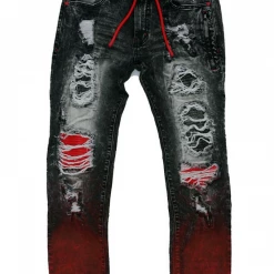 Shop All Frost Originals Jeans - Shredded - Black Wash With Red - F1765