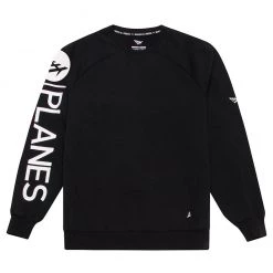 Paper Plane Sweater -Crew - Black - 100612 Shop All