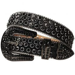 Milano Belt - Stones And Studs - Black On Black