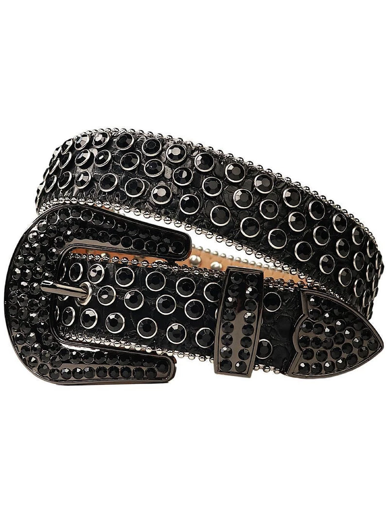 Milano Belt - Stones And Studs - Black On Black 1 Milano Belt - Stones And Studs - Black On Black