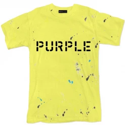 Purple-Brand T-Shirt - Stencil Logo - Yellow - P104-JYSP222