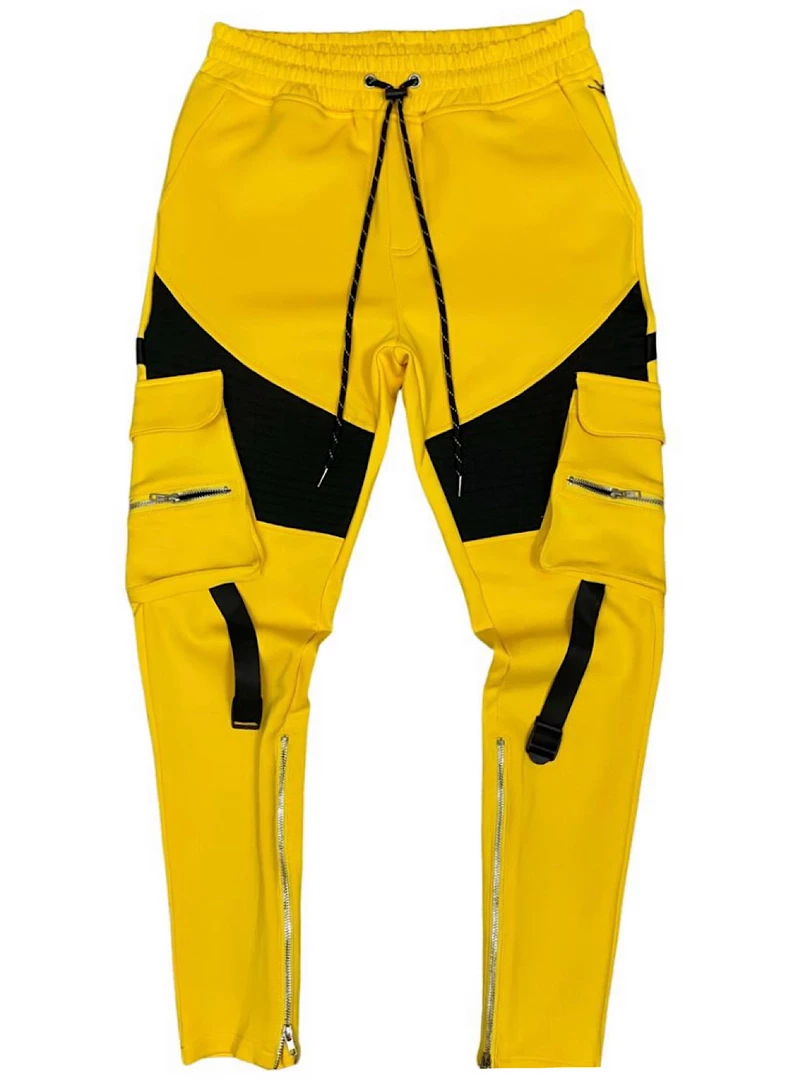 Shop All Motive Denim Track Pants - Biker Cargo - Yellow And Black - MT103 1 Shop All Motive Denim Track Pants - Biker Cargo - Yellow And Black - MT103