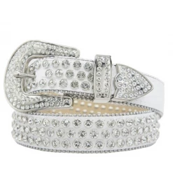 DNA Belt - Stones - White Leather And Clear Stones - 20 Shop All