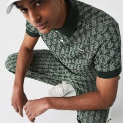 Lacoste T-Shirt - Monogram Polo - Green And Beige - DH2945 Shop All