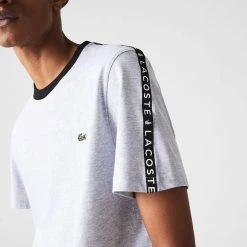 Shop All Lacoste T-Shirt - Stripe Cotton - Grey Chine-CCA - TH7079 3 Shop All Lacoste T-Shirt - Stripe Cotton - Grey Chine-CCA - TH7079