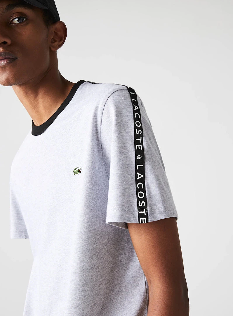 Shop All Lacoste T-Shirt - Stripe Cotton - Grey Chine-CCA - TH7079 2 Shop All Lacoste T-Shirt - Stripe Cotton - Grey Chine-CCA - TH7079