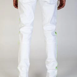 KDNK Jeans - Reflective Stripe - White/Lime - KNB3160 Shop All