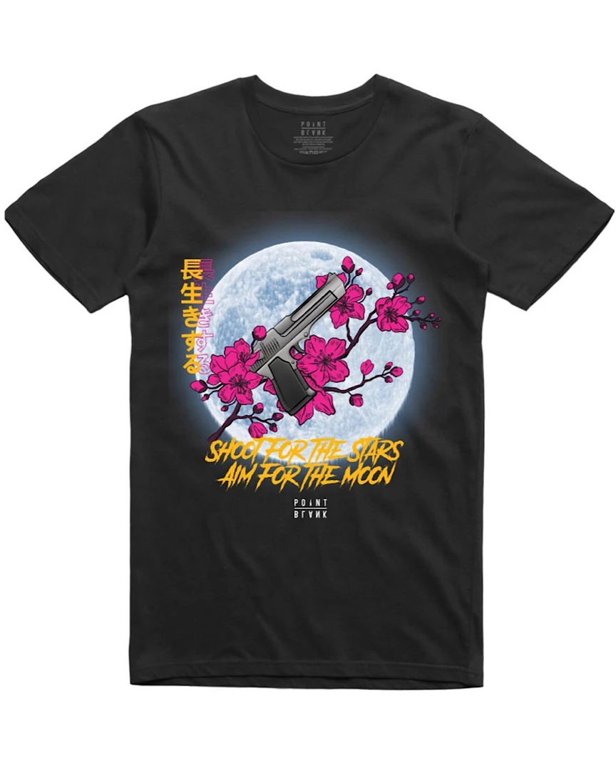 Point Blank T-Shirt - Aim For The Moon - Black And Pink 1 Point Blank T-Shirt - Aim For The Moon - Black And Pink