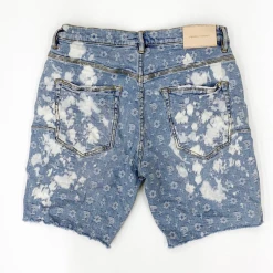 Purple-Brand Shorts - Jacquard Monogram - Light Indigo Bleach - P020-IBJS222