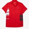 Shop All Lacoste T-Shirt - Color-Block Polo - Red And White - DH0866