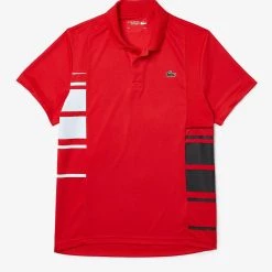Shop All Lacoste T-Shirt - Color-Block Polo - Red And White - DH0866