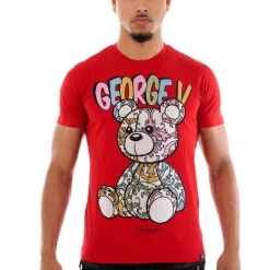 Shop All George V T-Shirt - Bear Print - Multi-Red - GV-2394