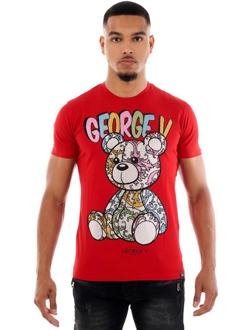 Shop All George V T-Shirt - Bear Print - Multi-Red - GV-2394 1 Shop All George V T-Shirt - Bear Print - Multi-Red - GV-2394
