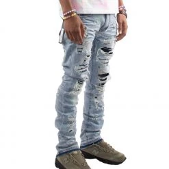 Majestik Jeans - Stacked Rips And Repair - Light Blue - DL2240