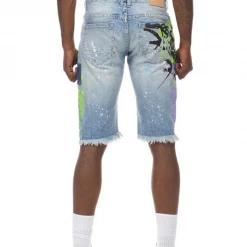 Smoke Rise Shorts - Graffiti - CANLBL Light Blue And Lime - SJS21289 Shop All