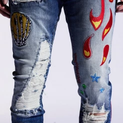 Crysp Denim Jeans - Hagan Denim - Blue Patchwork - CRYSPF121-110 Shop All