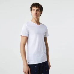 Lacoste T-Shirt - V-Neck Slim Fit 3-Pack - White - TH3374 Shop All