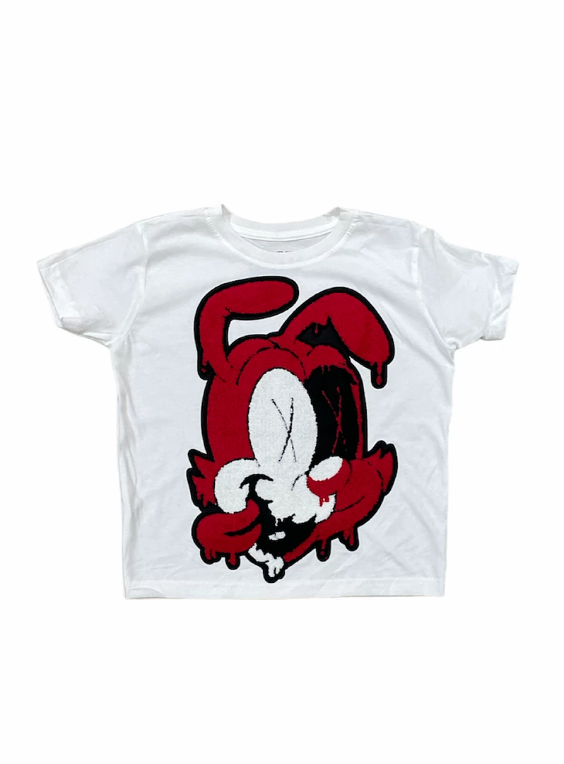 Rawyalty Kids T-Shirt - Bunny - White And Red 1 Rawyalty Kids T-Shirt - Bunny - White And Red