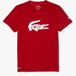 Lacoste T-Shirt - Croc Print - Red-5SX - TH6907