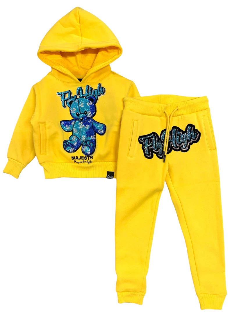 Majestik Kids Jogger Set - Bear - Yellow - KD2131 Shop All 1 Majestik Kids Jogger Set - Bear - Yellow - KD2131 Shop All