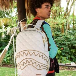 Shop All Sprayground Bag - Riviera Backpack - White And Gold - 910B4277NSZ