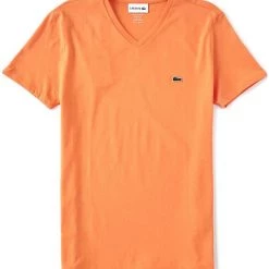 Lacoste T-Shirt - V-Neck Pima Cotton Jersey - Orange-NPB - TH6710 Shop All