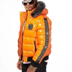 Shop All George V Puffer Jacket - Fur - Orange - GV9472