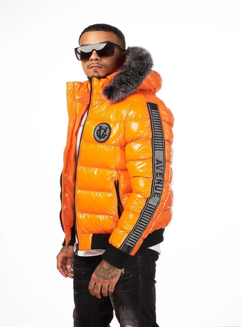 Shop All George V Puffer Jacket - Fur - Orange - GV9472 1 Shop All George V Puffer Jacket - Fur - Orange - GV9472
