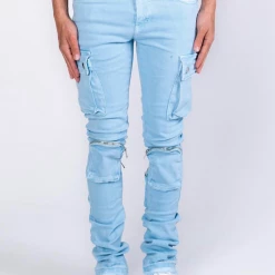 Pheelings Jeans - Never Look Back Cargo Flare Stacked - Sky Blue - PH-SS22-78