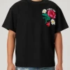 First Row T-Shirt - Flower Embo - Black - FRT2012