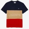 Shop All Lacoste T-Shirt - 3D Lettered Colorblock - Navy With Beige And Red - TH7059