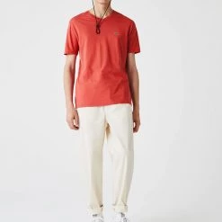 Lacoste T-Shirt - V-Neck Pima Cotton Jersey - Red-67G - TH6710