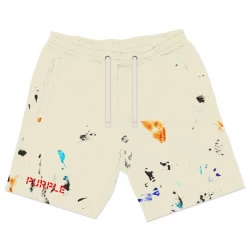 Shop All Purple-Brand Shorts - French Terry Paint - Cream - P413-FCSS222