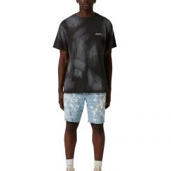 Purple-Brand Shorts - Jacquard Monogram - Light Indigo Bleach - P020-IBJS222