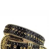 Karma Belt - Alligator - Black With Black And Gold Stones - Style 8